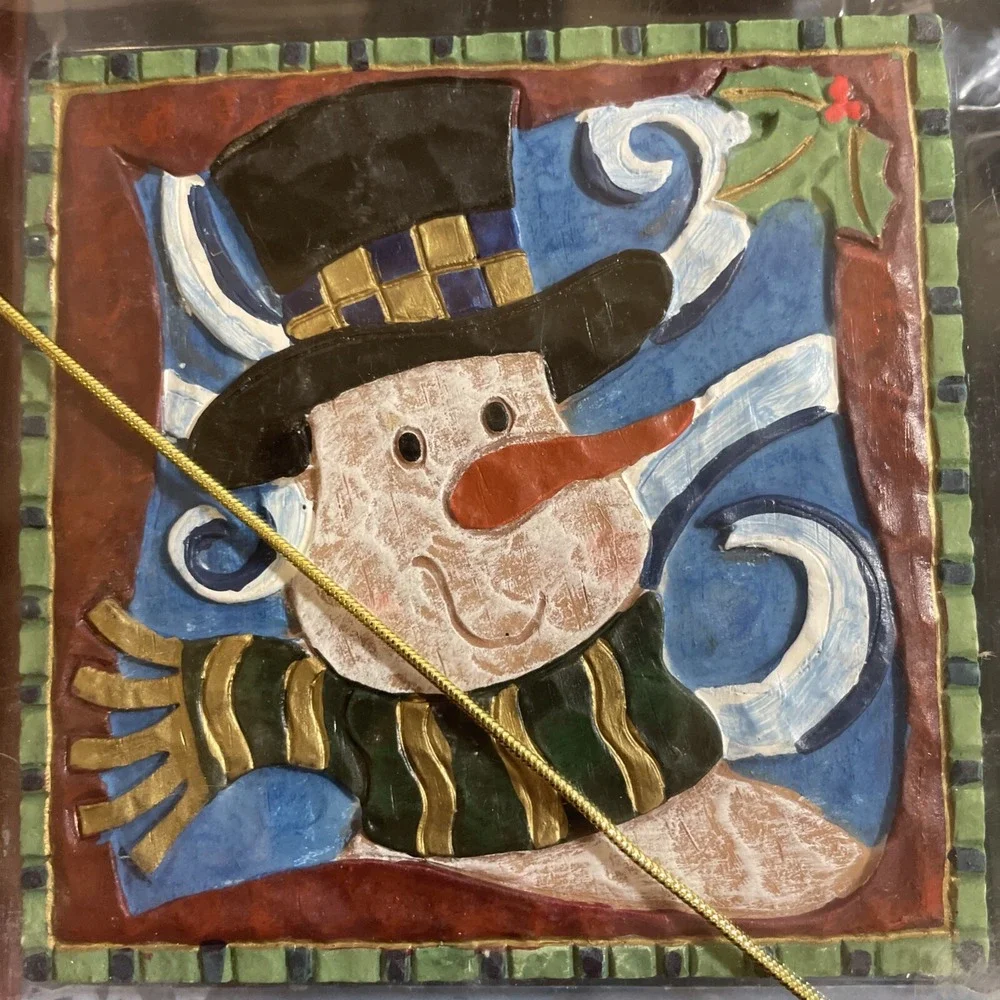 Sommelier Christmas Under Glass Coasters 4‎ Piece Set Characters Santa Snowman